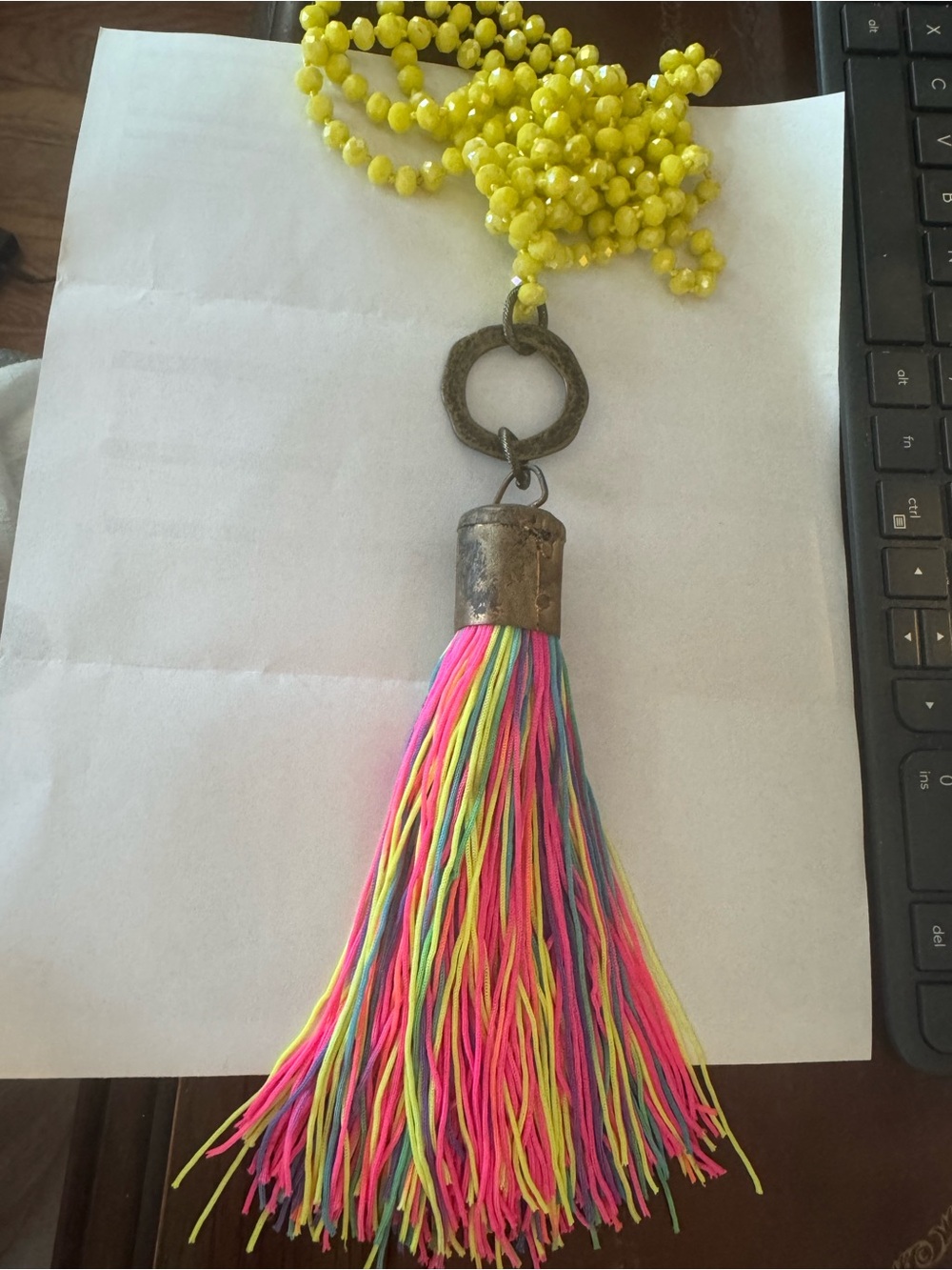 Beaded Necklace with Multicolor Tassel